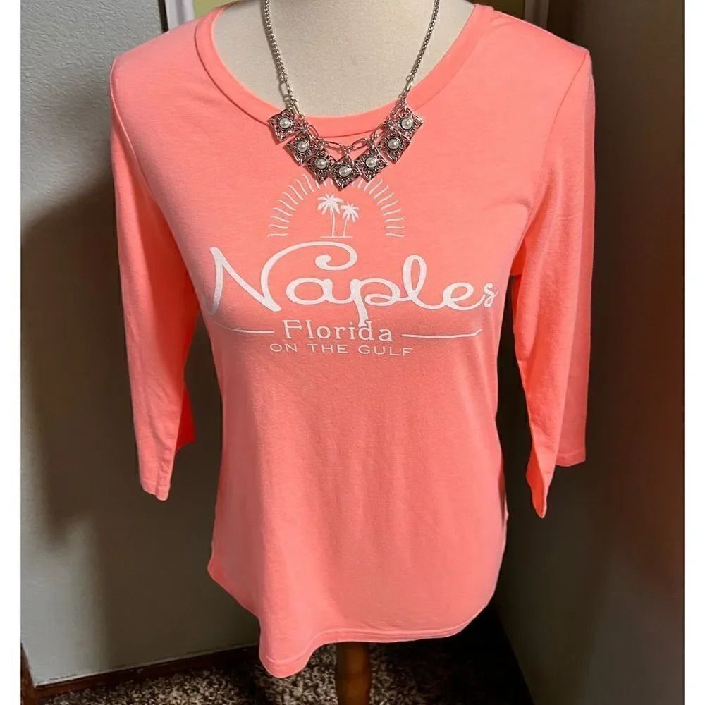 EUC Naples Florida On The Gulf, 3/4 Sleeve Tee Size Small #T2